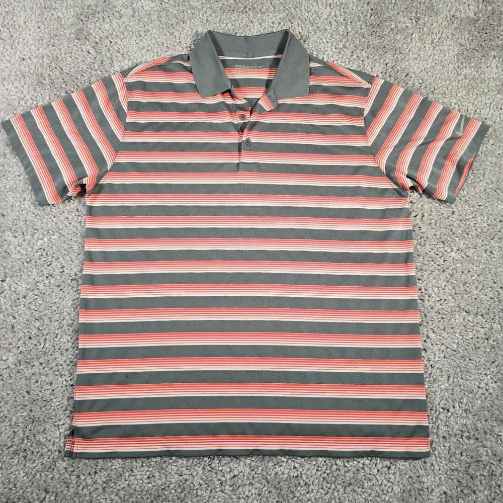 Nike Golf‎ Men's Dri-FIT Striped Polo Shirt Size Large Athletic Casual